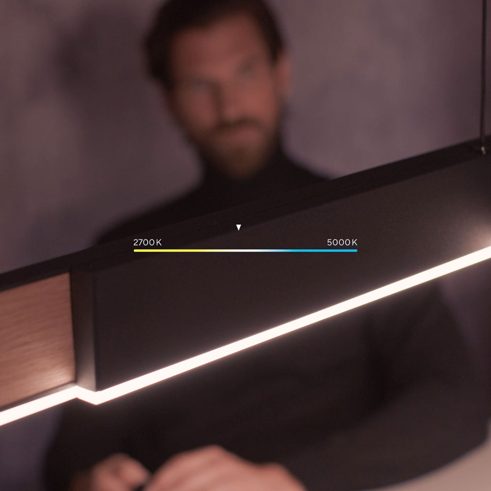 Pure Moto – Stufenlos einstellbare Lichtfarbe und Nachtlichtfunktion für jede Stimmung Stimmungsvolles Licht mit der Pure Moto Pendelleuchte dank stufenloser CCT-Steuerung von 2700 bis 5000 Kelvin und integrierter Nachtlichtfunktion für sanfte Beleuchtung am Abend