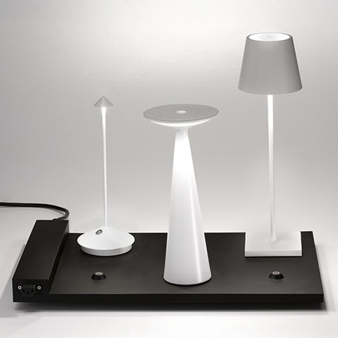 Zafferano Tischleuchten f&uuml;r die Gastronomie bei lampenonline.de &ndash; professionelle LED-Leuchten mit wasserfestem Design, langer Akkulaufzeit und praktischen Multi-Ladeplatten f&uuml;r Restaurants, Bars und Events.